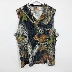 Vintage Y2K Russel Outdoors Camouflage Muscle Tank Top Size Large Fish Hunting